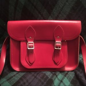 Red Leather Cambridge Satchel Purse